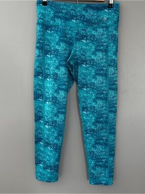 Vineyard Vines Womens Small Performance Water Color Compression Leggings Teal